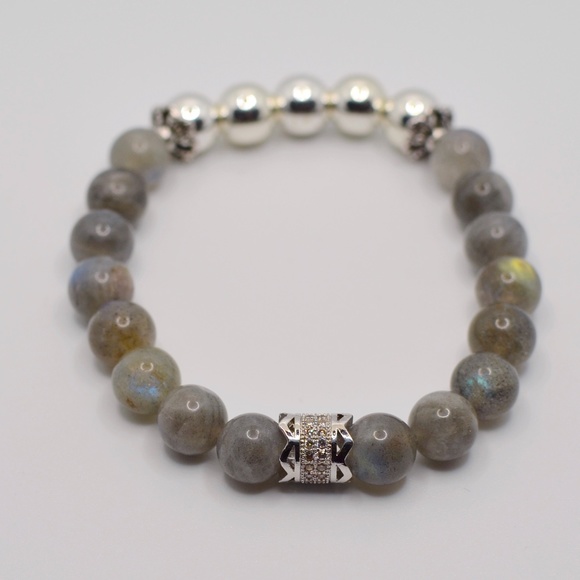 Labradorite and Silver Hematite with Zircon in Copper Charm image 1 Labradorite - Picture 3 of 8
